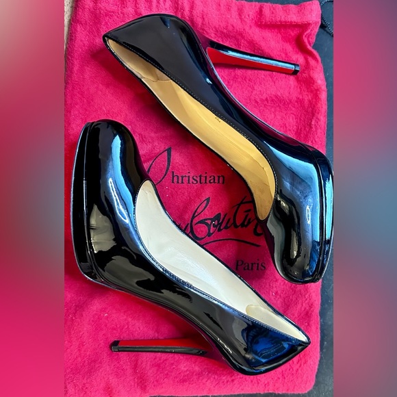 Christian Louboutin Black Patent Leather Simple Pump 120 size 38.5 - Picture 4 of 14